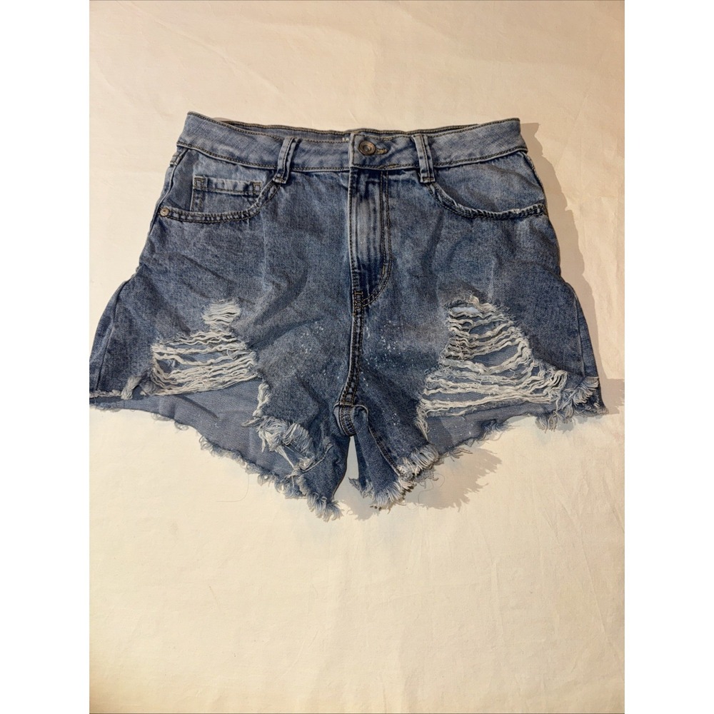 Rewash 3/26 VTG Stretch Super High Rise Denim Mom Shorts Distressed Ripped